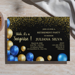 Invitation Parti de la retraite surprise noir et or