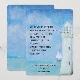 Invitation Parti de la retraite - voilier et phare océanique