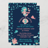 Invitation Parti de la sirène | Fille 3e fête d'anniversaire (Devant / Derrière)