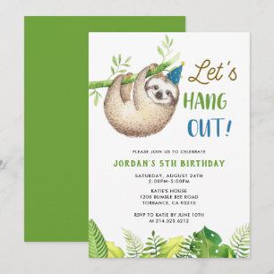 Invitation Parti de la Sloth   Fête d'anniversaire de Sloth B