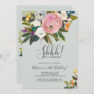 Invitation Parti de la surprise florale peinte