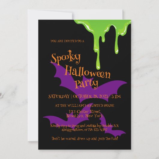 Invitation Parti de l'Ado Halloween (Devant)