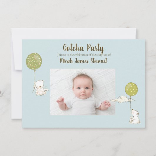 Invitation Parti de l'adoption "Gotcha" Parti du garçon Perso (Devant)