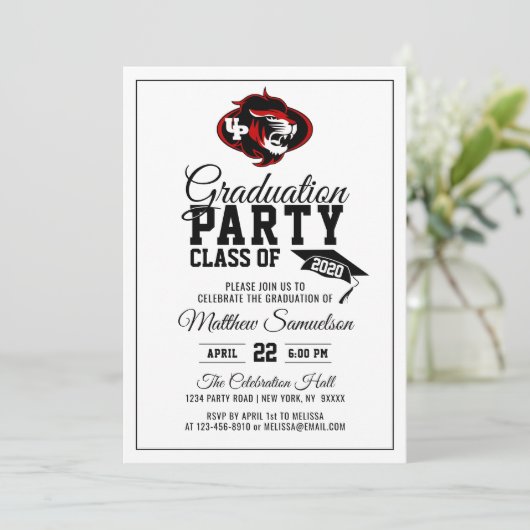 Invitation Parti de l'école blanche moderne| ajouter un LOGO (Debout devant)