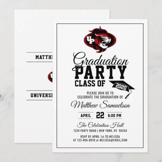 Invitation Parti de l'école blanche moderne| ajouter un LOGO (Devant / Derrière)