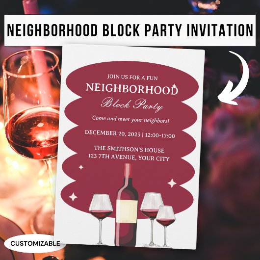 Invitation Parti de l'édifice du quartier de Red Wine
