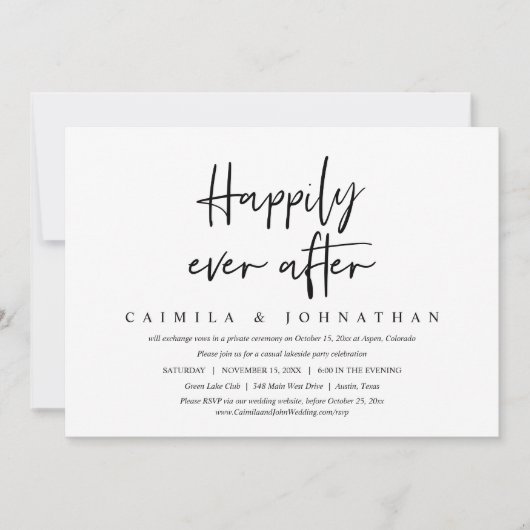 Invitation Parti de l'Elopement Mariage décontracté, Heureuse (Devant)