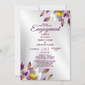 Invitation Parti de l'engagement Floral rose violet argenté é (Devant)