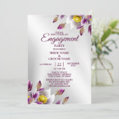 Invitation Parti de l'engagement Floral rose violet argenté é (Debout devant)