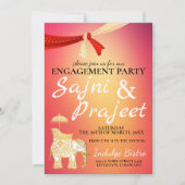 Invitation Parti de l'engagement indien Elephant and Scarf (Devant)