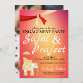 Invitation Parti de l'engagement indien Elephant and Scarf (Devant / Derrière)