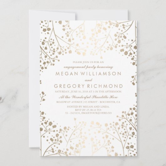 Invitation Parti de l'engagement pour le souffle de bébé blan (Devant)