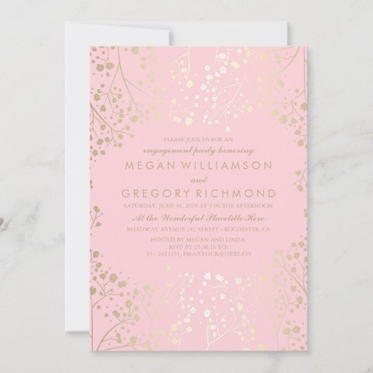 Invitation Parti de l'engagement pour le souffle de bébé rose (Devant)