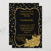 Invitation Parti de l'engagement, roses froids et confettis d (Devant / Derrière)