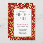 Invitation Parti de l'or rouge des Pois Confetti (Devant / Derrière)