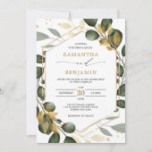Invitation Parti de mariage de l'Eucalyptus Gold Green (Devant)