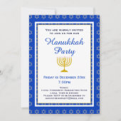 Invitation Parti de Menorah HANOUKKA Personnalisé Bleu (Devant)