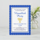Invitation Parti de Menorah HANOUKKA Personnalisé Bleu (Debout devant)