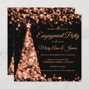 Invitation Parti de Noël noir Rose Gold