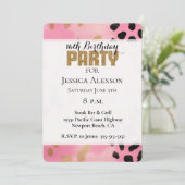 Invitation Parti de Parties scintillant Gold Leopard Rose (Debout devant)