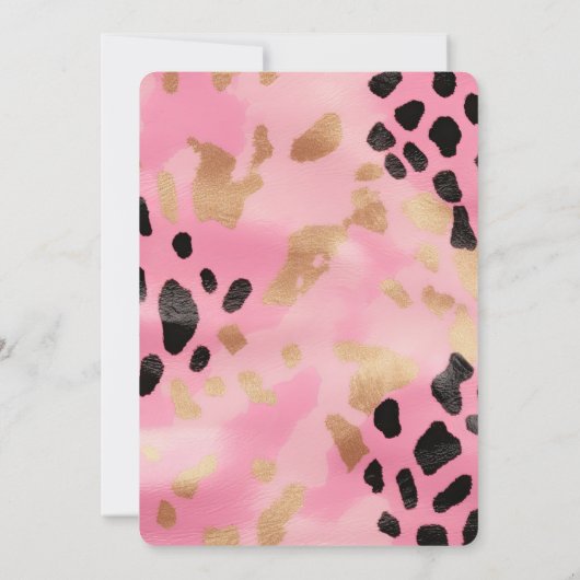 Invitation Parti de Parties scintillant Gold Leopard Rose (Dos)