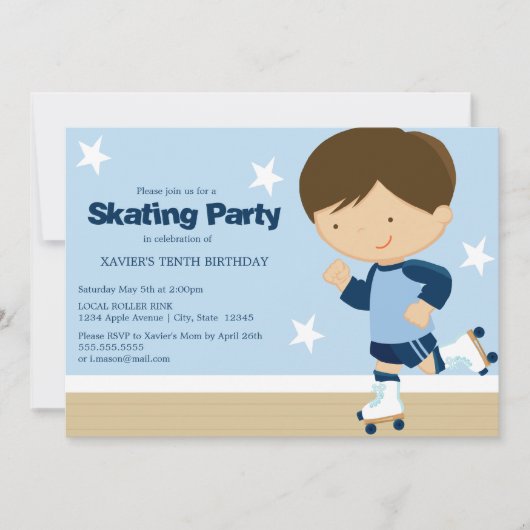 Invitation Parti de patinage| Brunette (Devant)