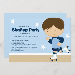 Invitation Parti de patinage Brunette