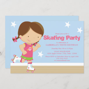 Invitation Parti de patinage Brunette