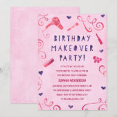 Invitation Parti de reprise | Filles roses et violettes Anniv (Devant / Derrière)