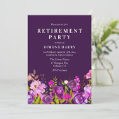 Invitation Parti de retrait de l'aquarelle rose violet (Debout devant)