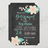 Invitation Parti de retraite à tableau noir rose turquoise (Devant / Derrière)