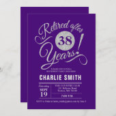 Invitation Parti de retraite - Argent violet (Devant / Derrière)