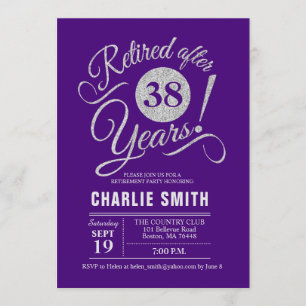 Invitation Parti de retraite - Argent violet