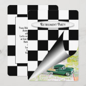 Invitation Parti de retraite avec vieille voiture (Devant / Derrière)