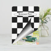 Invitation Parti de retraite avec vieille voiture (Debout devant)