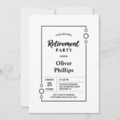 Invitation Parti de retraite blanc avec Black Frame Party (Devant)