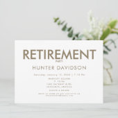 Invitation Parti de retraite blanc et or (Debout devant)