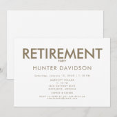 Invitation Parti de retraite blanc et or (Devant / Derrière)