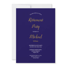 Parti de retraite bleu marine et or Script