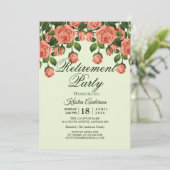 Invitation Parti de retraite botanique romantique Rose (Debout devant)