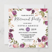 Invitation Parti de retraite botanique rose-pourpre (Devant)