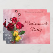 Invitation Parti de retraite Chic Red & Yellow Roses (Devant / Derrière)