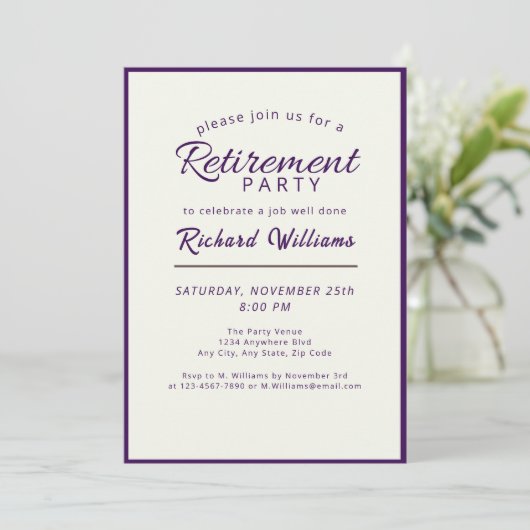 Invitation Parti de retraite classique simple (Debout devant)