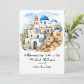 Invitation Parti de retraite Colorful Grèce Village Océan (Debout devant)