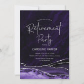 Invitation Parti de retraite d'argent violet Agate (Devant)