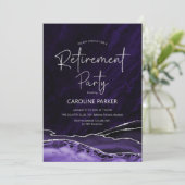 Invitation Parti de retraite d'argent violet Agate (Debout devant)