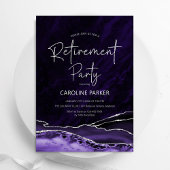 Invitation Parti de retraite d'argent violet Agate