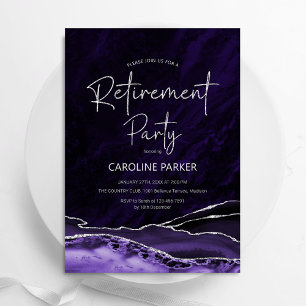 Invitation Parti de retraite d'argent violet Agate