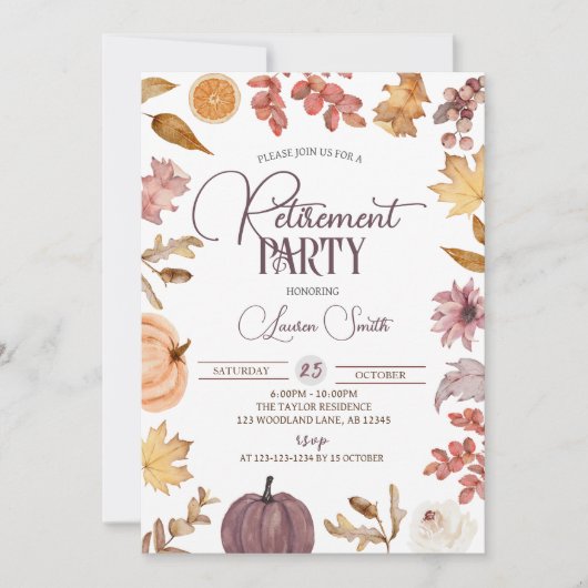 Invitation Parti de retraite d'automne Boho (Devant)