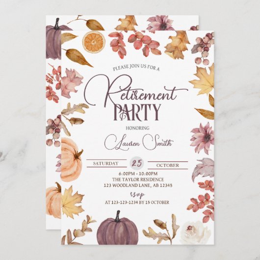 Invitation Parti de retraite d'automne Boho (Devant / Derrière)